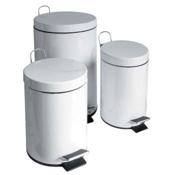 ROUND PEDAL BIN WHITE