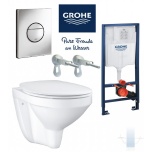 Seina wc komplekt GROHE BAU CERAMIC 5in1, koos paigaldusraamiga